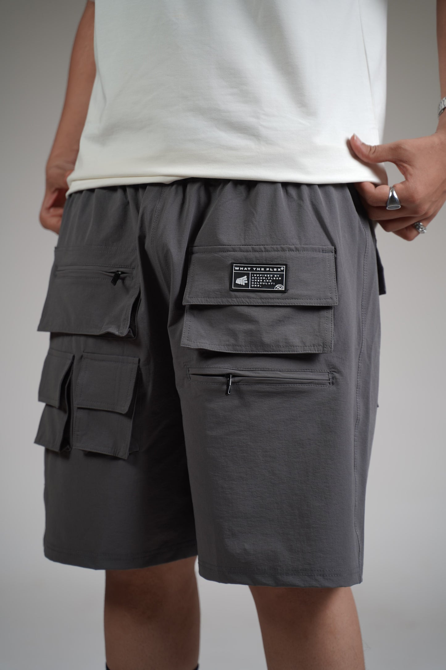 GREY ZIPPER UTILITY Shorts