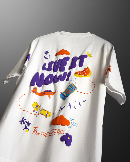 ZOSTEL LIVE IT NOW Oversized T-shirt White