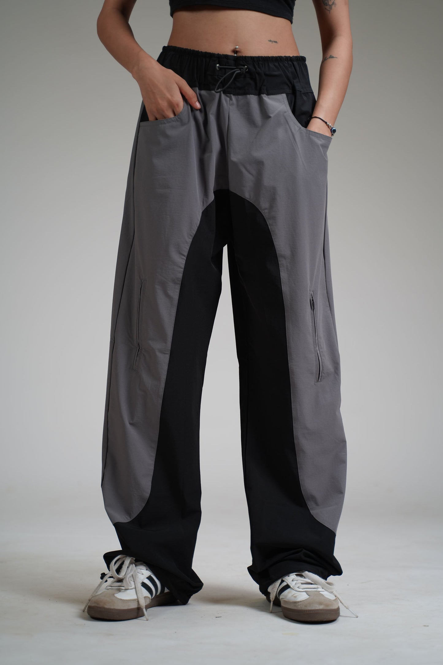 BLACK PANEL Parachute Pants