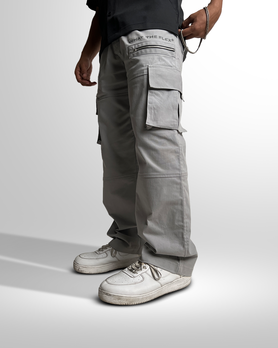 ZIPPER ICE GREY Cargo Pants